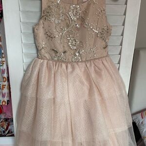 Biscotti Tan Sequin Fit and Flare Dress for special occasions